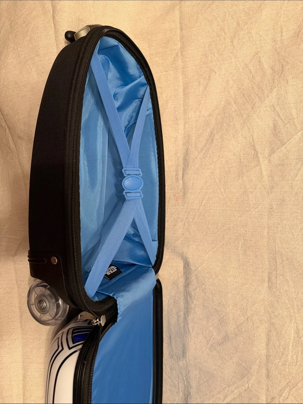 R2-D2 Inspired Decorative Accent - White and Blue Hardshell Suitcase with Wheels